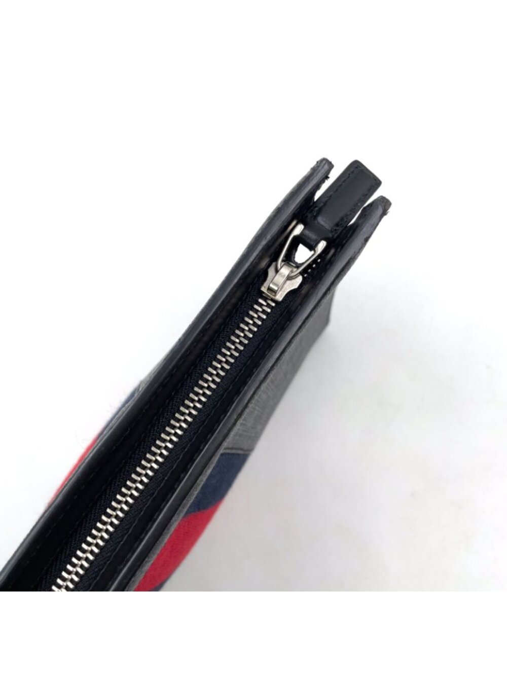 ★SOLD★ Gucci GG Supreme Webbing Line Leather Black Clutch Silver - Picture 11 of 15